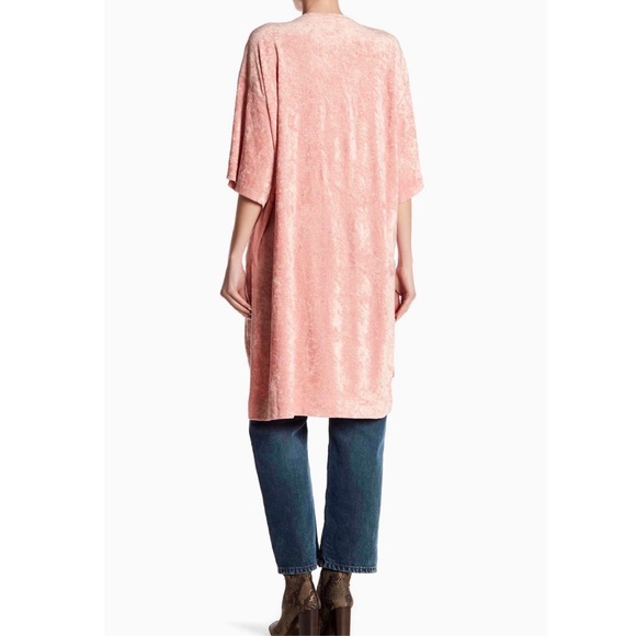 Free People Crushed Velvet Luxe Hi-Lo Tee In Pink - Picture 2 of 8